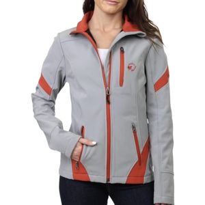 NWT Halifax Traders Fleece Lined Softshell Gray & Red Jacket Women's Sma…
